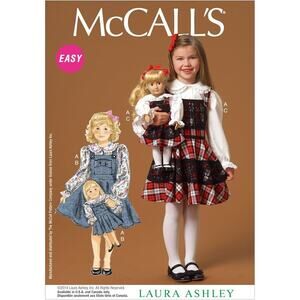 Laura Ashley McCalls M7010 SIZE 6-7-8 Girls Dress 18" Doll Dress Sewing Pattern